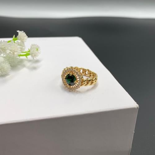 خاتم الجنزير باللون الاخضر عيار 18 الوزن 4.15