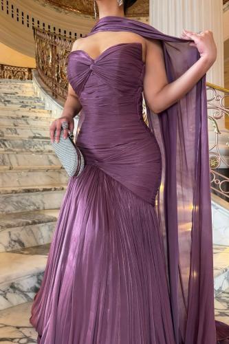 Evening dress drape