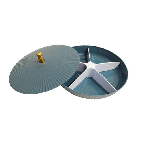 حافظة طعام مقسمة بغطاء لون فضي