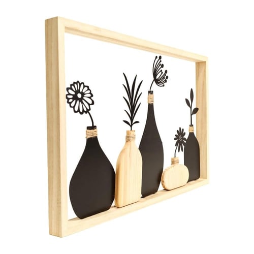 لوحة خشبية على شكل مزهريات