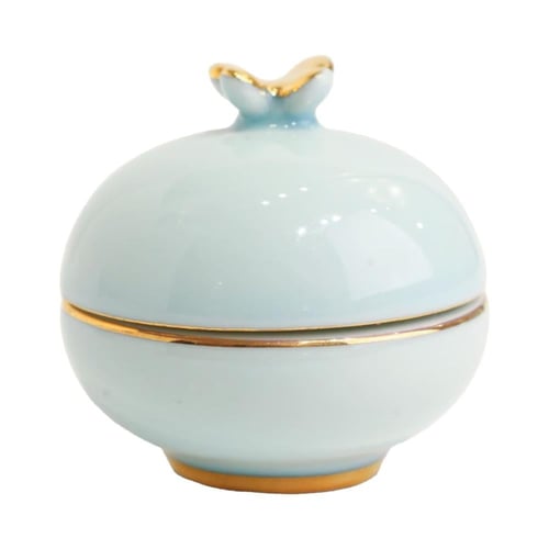 سكرية سيراميك فاخرة لون أزرق ونقش ذهبي