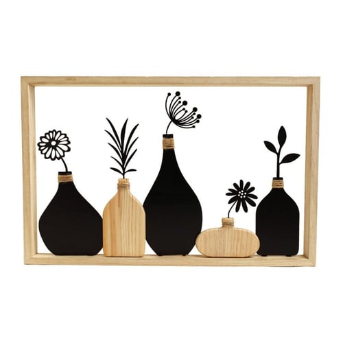 إطار خشبي لديكور المنزل بتصميم فازات