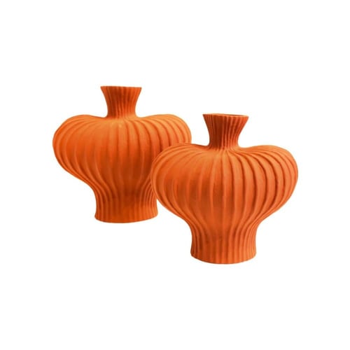 فازة سيراميك بلون برتقالي بعدة مقاسات