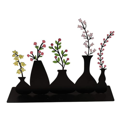 ستاند خشبي بتصميم فازات بلون اسود