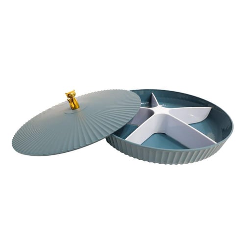 حافظة طعام مقسمة بغطاء لون فضي