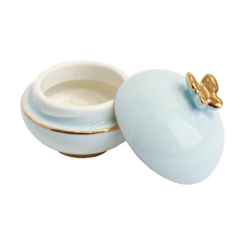 سكرية سيراميك فاخرة لون أزرق ونقش ذهبي