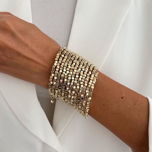 طقم 13 سوار خرز فاخر متعدد الطبقات