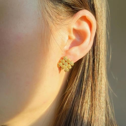 أقراط ستانلس ستيل مطلية ذهب PVD