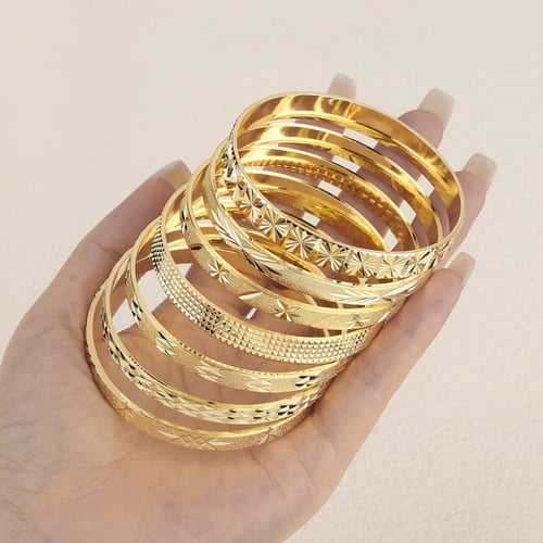 أساور نحاس محفورة مطلية ذهب 14ق