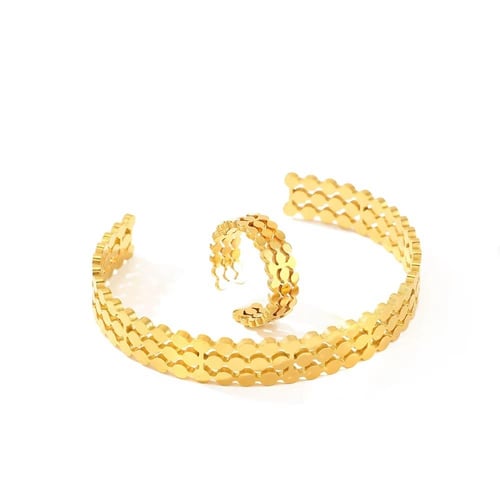 أساور وخواتم ستانلس ستيل مطلية ذهب 18ق