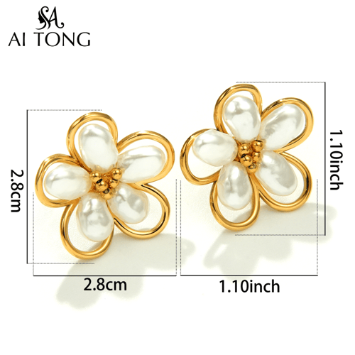 أقراط ستانلس ستيل مطلية ذهب 18ق