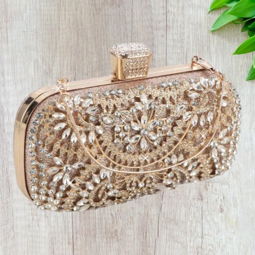 حقيبة كلاتش معدنيه بالكريستال