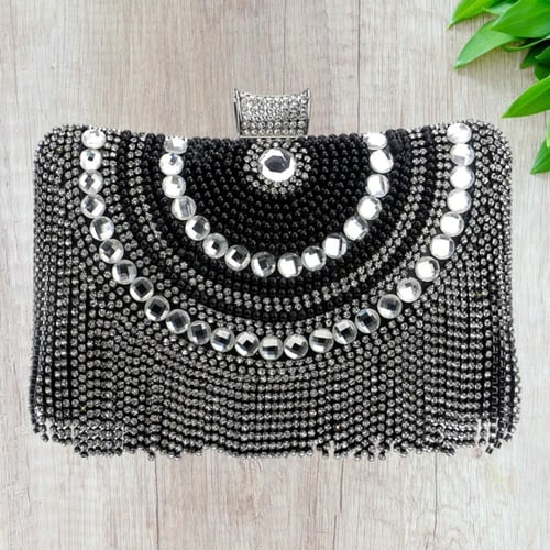 حقيبة سهره باللؤلؤ والكريستال