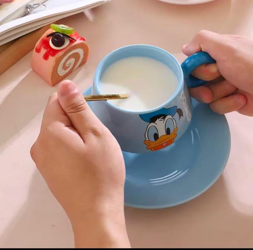 كوب بطوط مع طبق سيراميك