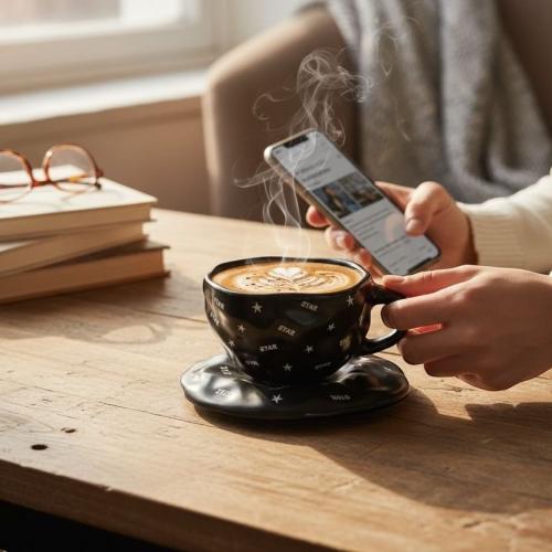 كوب كلاسيكي مع صحن سيراميك