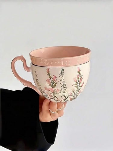 كوب كلاسيكي مع صحن سيراميك