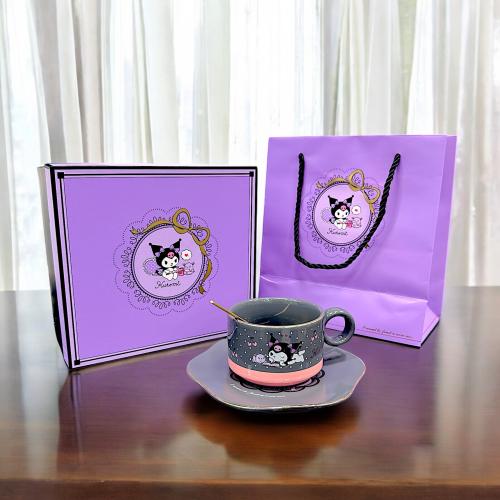 كوب كرومي مع طبق سيراميك