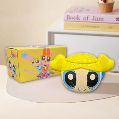 كوب فتيات القوة بشخصية بابلز مع غطاء سيراميك