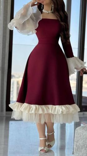 فستان نسائي برغندي أنيق