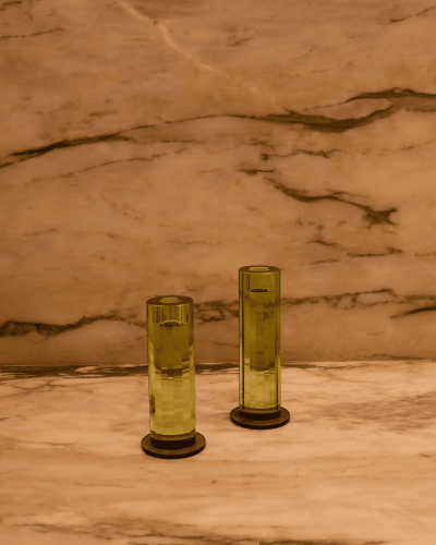 Cut Candleholders - Green (Set of 2)