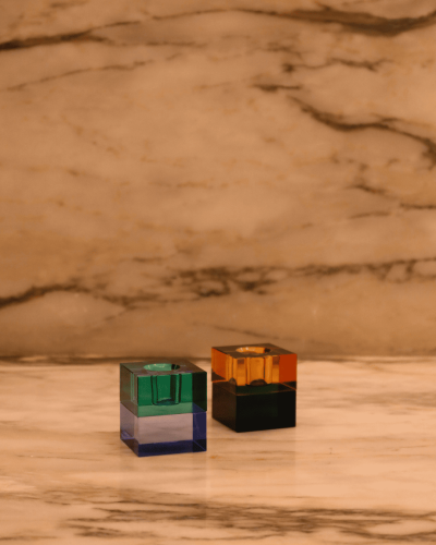 Block Candleholders - Green/Blue & Orange/Green (S...