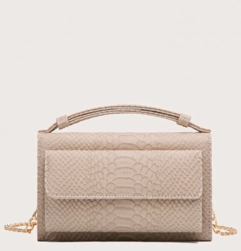 حقيبة صغيرة جلد مع سلسال حديد