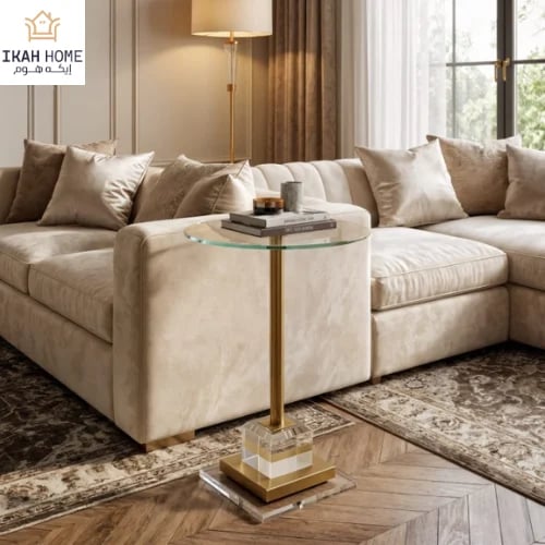 Service table glass base crystal