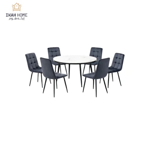 Round marble dining table 6 chairs