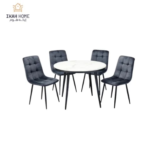 Round marble dining table with 4 chairs