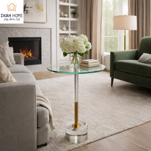 Service table with glass base acrylic