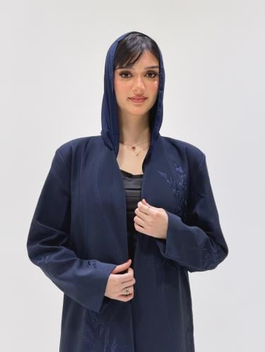 عباية بليزر مطرزة باللون الكحلي