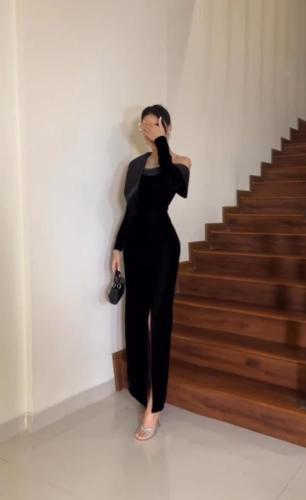 فستان جوخ اسود