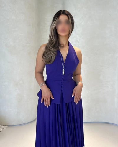 فستان سن محير ازرق