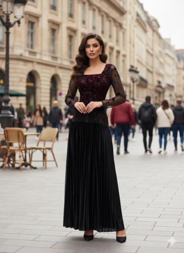 فستان سهرة اسود تطريز يدوي