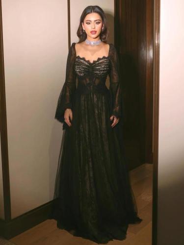 فستان دانتيل اسود انيق