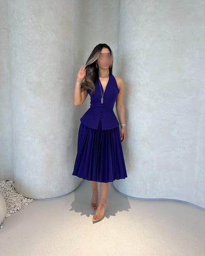 فستان سن محير ازرق