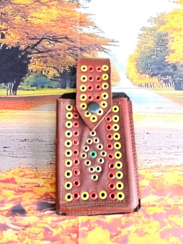 خبا جوال جلد أسود محسك ومطرز