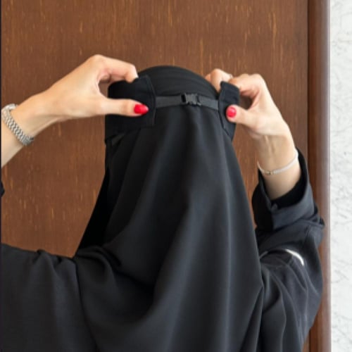 عدد 3 نقاب حرير مبطن مشبك وسط