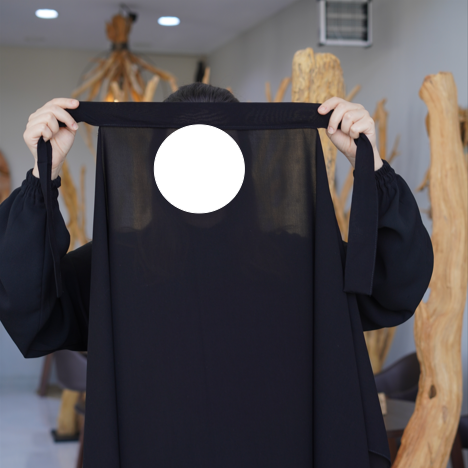 نقاب مشبك مبطن وسط + طرحه ربط