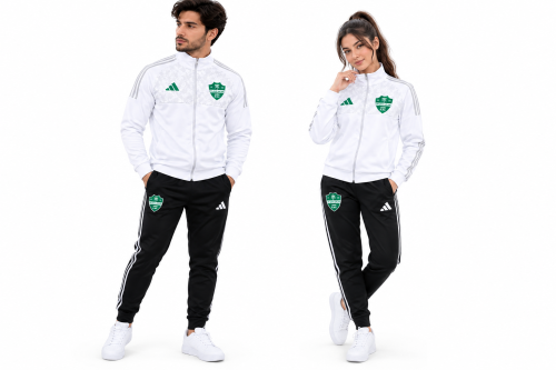 طقم الأهلي السعودي رجالي جاكيت أبيض وبنطلون أسود