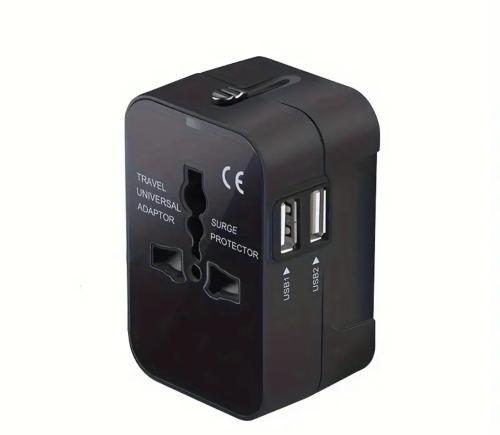 3 في ١ محول السفر مع USB، محول قابس طاقة تيار متردد متوافق مع شاحن الحائط متوافق في جميع أنحاء العالم، ومناسب للولايات المتحدة الأ...