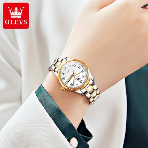 OLEVS 5567 ساعة نسائية أصلية فاخرة ماركة الفولاذ ا...