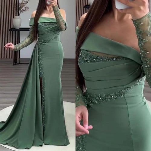 ple Crepe Robe De Soirée Formal Party Gown