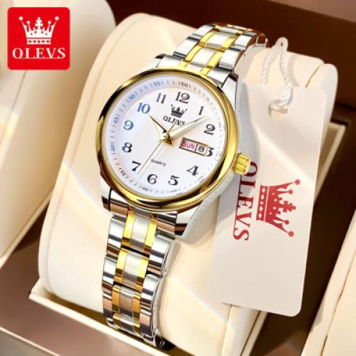 OLEVS 5567 ساعة نسائية أصلية فاخرة ماركة الفولاذ ا...