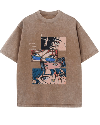 تي شيرت رجالي مغسول كلاسيكي هيب هوب ، تي شيرت برسو...