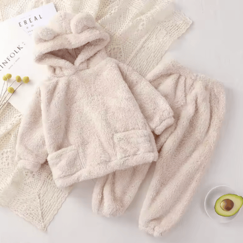 طقم بناطيل وهوديز صوفية دافئة للأطفال، ملابس أطفال...