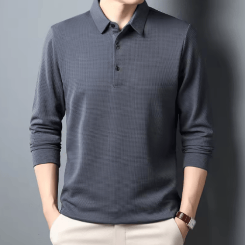 تي شيرت بولو كاجوال للأعمال للرجال بأكمام طويلة، ق...