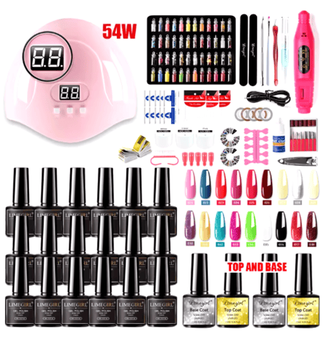 مجموعة أدوات جل الأظافر Limegirl، مصباح أظافر 54 و...