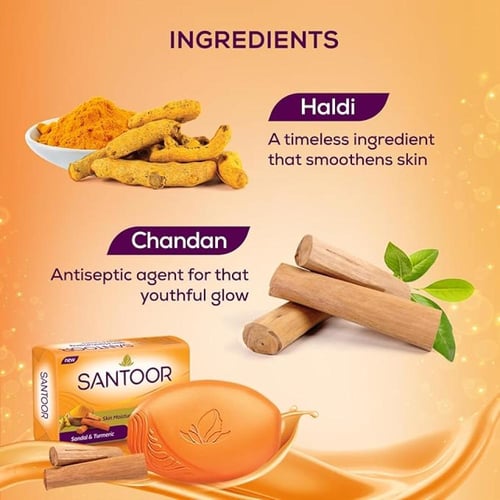 Santoor Pack Of 4 Sandal And Turmeric Soap