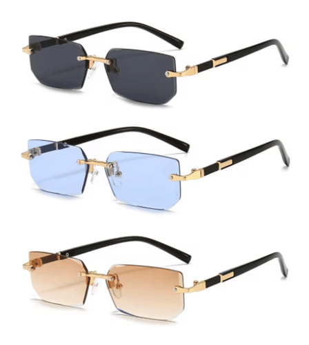 نظارات شمسية مستقيمة بدون إطار للرجال والنساء ، ظل...